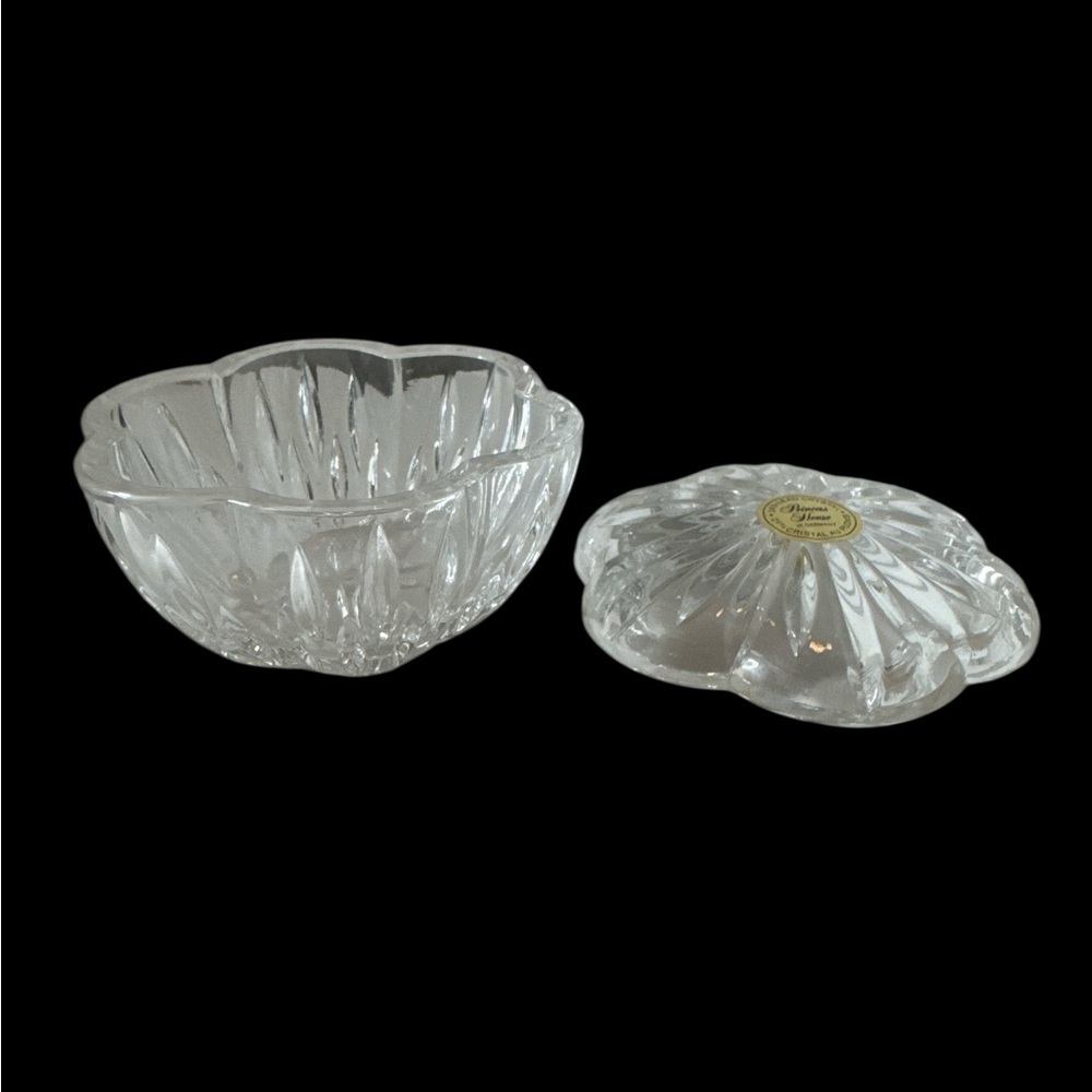 Vtg Princess House Scalloped 24% Lead Crystal Trinket Dish W/ Lid (2-P) - Picture 3 of 9